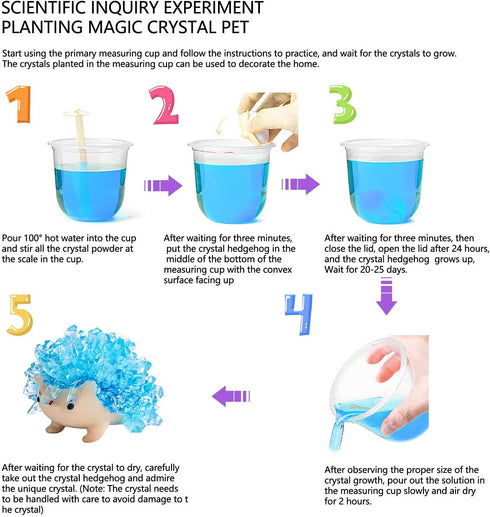 Crystal Growing Toys for Kids, Colorful Crystal Hedgehog to Grow, Science Experiments Learning for Kids