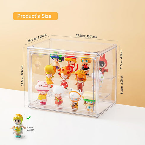 3 (1, Acrylic Display Cases for Collectibles, Tier Clear Shelf Boxes for Figures, Miniature Dustproof and Stackable
