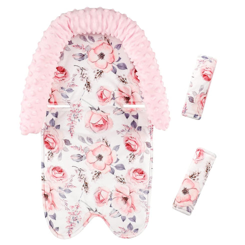 Baby Head Support and Strap Cover for Car Seat, Mink Infant Carseat