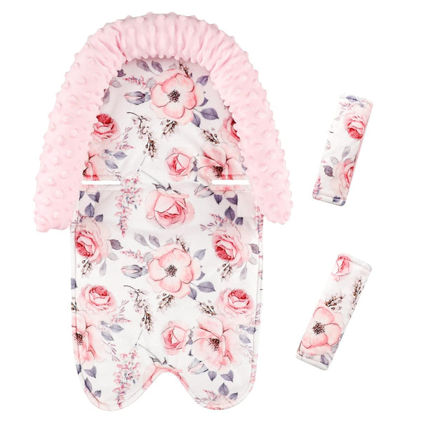 Baby Head Support and Strap Cover for Car Seat, Mink Infant Carseat