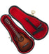 Dselvgvu Wooden Miniature Guitar with Stand, Brown Model for Dollhouse Decoration, 3.93"x1.42"x0.56"