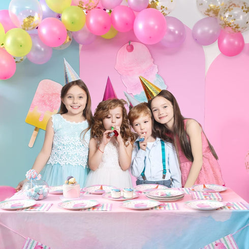 WERNNSAI Ice Cream Party Supplies - Disposable 3 Ply Pink Sweet Ice Cream Themed Birthday Napkins for Girls
