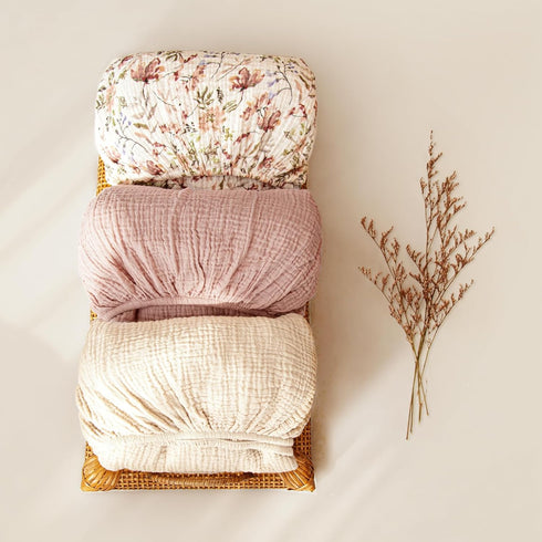 2-Pack: Pack lulumoon Mini Crib Sheets Soft Muslin Cotton and Play Sheets for Playard Mattress - Boho Floral Print