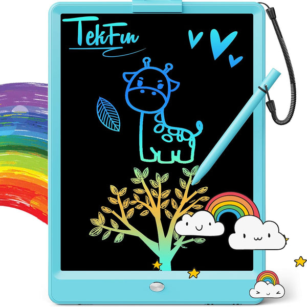 TEKFUN LCD Writing Tablet Doodle Board - 10inch Colorful Drawing Pad, Kids Travel Essentials, Toddler Toys for Ages 3-8
