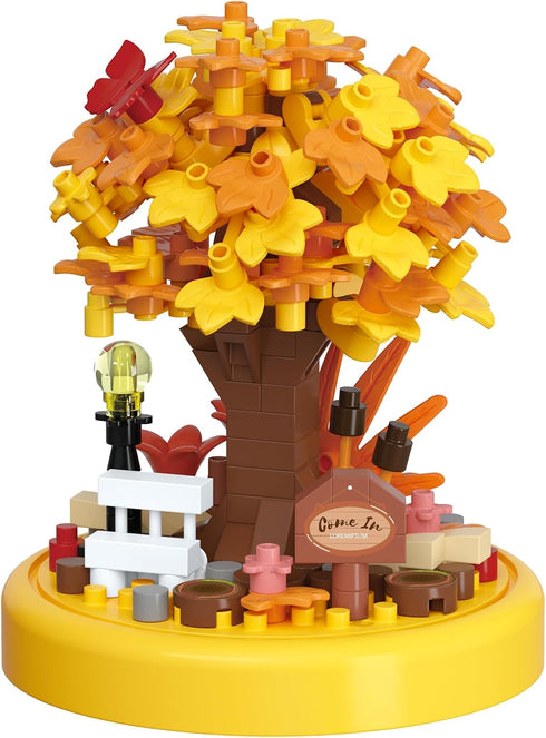 Sacblirr Autumn Leaves Tree House Bonsai Tree House Building Toy Flowers Set Ideas