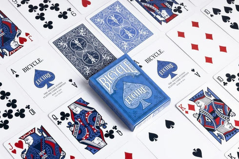 Bicycle Euchre Playing Card Deck - Double Deck, Blue - 9 Through Ace