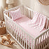 CrystalSylara 3 Set Piece Pink Bow Crib Bedding for Baby Girls - Soft Flannel Blanket Fitted Grid Crib Sheet Pillow