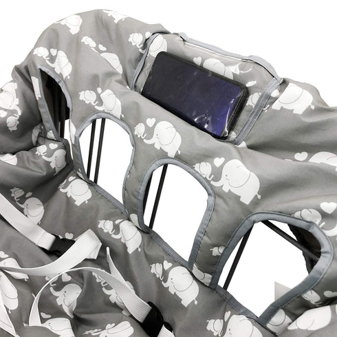 Twin Double Shopping Cart Cover for Baby Siblings with Carrying Case. Foldable Fit Wholesale Warehouse Grocery Stores