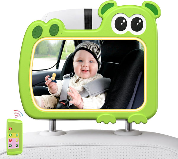 2-in-1 Baby Car Mirror with Lights & Soft Sounds, Cry Detector, Clear