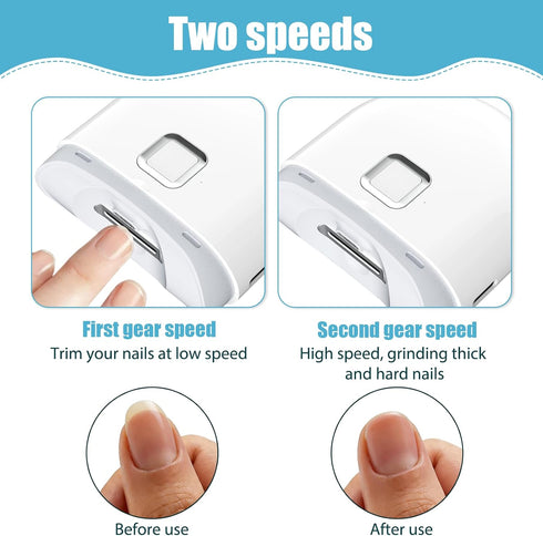 Duoxiate Trimmer 2-Speed Rechargeable Electric Nail Clipper with LED Light, Automatic Nail with Built-in File