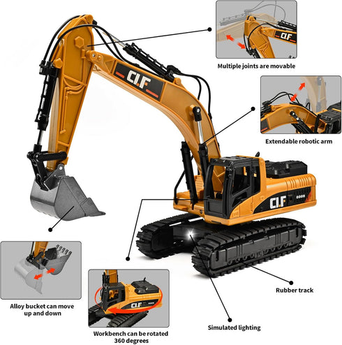 NOVAFUSION 3-5 3-5 Excavator Toys for Boys Year Old,Crawler Excavator Toy with Rotatable Fuselage Workbench