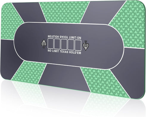 Waterproof 70 x 35 Inch Poker Mat, 8 Player Portable Texas Hold'em