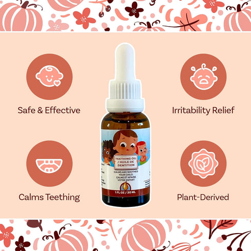 1oz Punkin Butt - Natural Herbal Teething Oil for Babies - Daily Use Soothing Relief Drops | Baby, Infant, Toddler Gum