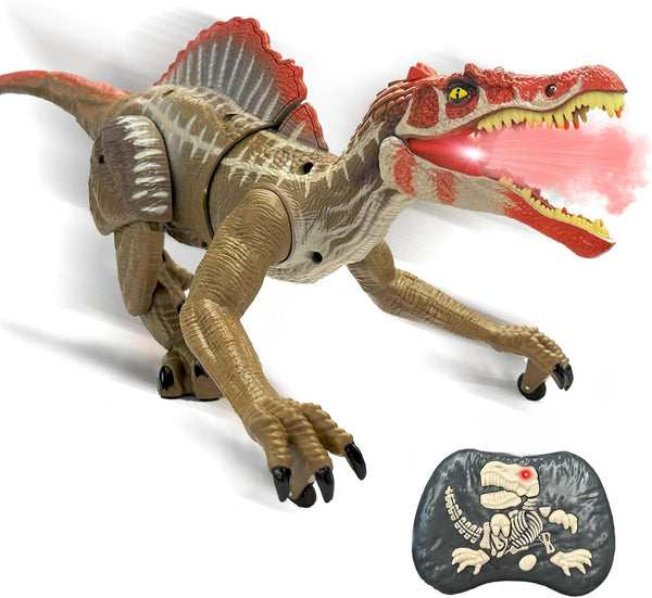 TALGIC- Remote Control Dinosaur Robot - Realistic Walking, Roaring, and Spraying Spinosaurus