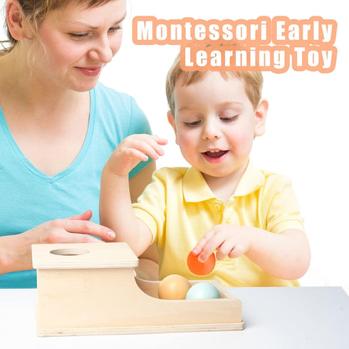 Busy Edition Montessori Toys for Babies 6-12 Months, Object Permanence Box Wooden Ball Drop Toy for Toddlers