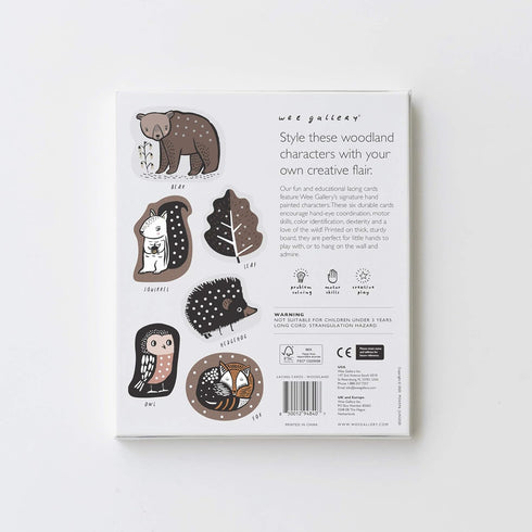Wee Gallery Woodland Lacing Cards, Sewing Board and Travel Game for Toddlers, Montessori-Inspired Educational Craft