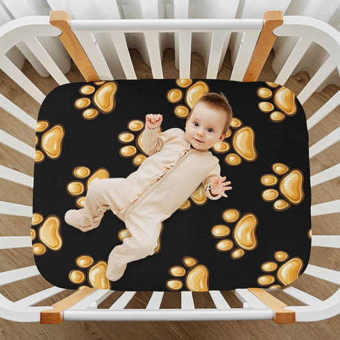 YANENDIE 39 27 Inch Dog Paw Prints Crib Sheets - Boys & Girls Cotton Crib Sheet for Standard Crib and Toddler