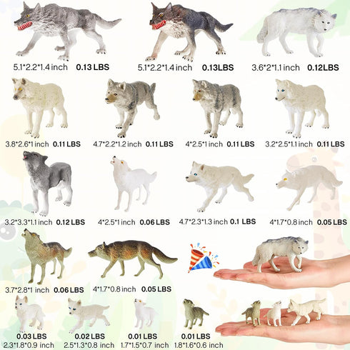 Deekin 20 Pcs Mini Around World City Miniatures, Realistic Themed Party Gifts (Wolf)