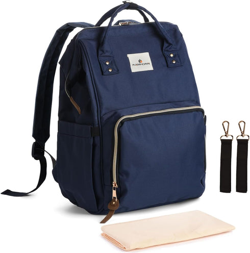 Ramhorn Diaper Bag Backpack Multifunction Waterproof Travel Back Pack for Mom Blue