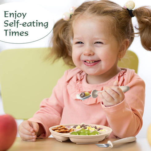 VITEVER 6 Pieces Toddler Utensils Set, Kids Silverware with Silicone Handle, Dishwasher Safe