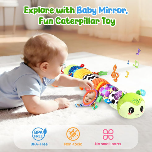 CAHILON 0-6 6-12 Tummy Musical Caterpillar Baby Toys Months, Multi-Functional Sensory Time Toys for Newborn Infants