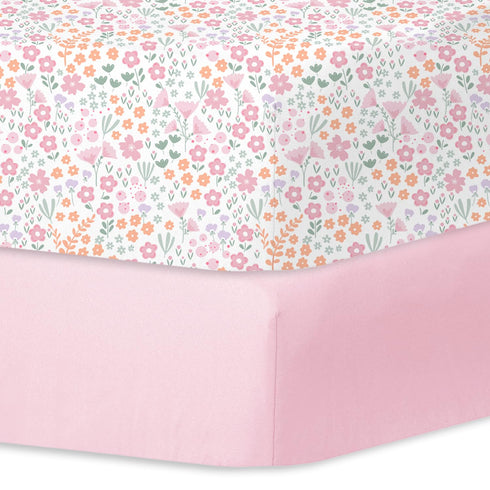 Little Grape Land Crib Sheets 2 Pack, Microfiber Fitted Crib Sheet for