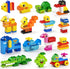 burgkidz Educational Toy Classic Big Size Bricks, Large Animal Building Blocks with Reusable Storage Bucket for Ages 3+