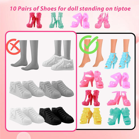 25 PCS Doll Clothes for 11.5 Inch Girl Doll, Including 3 Flower Dresses, 2 Sequin Dresses, 3 Casual Wear