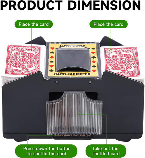 Automatic Card Shuffler 1/2/4/6 Decks, Electric Battery-Operated Shuffler for Poker, Home Card Games