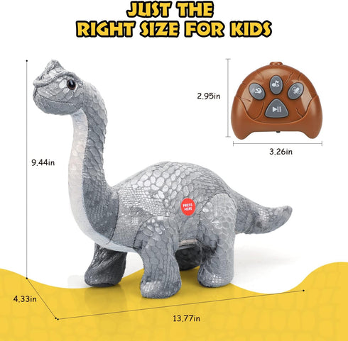 TOY Life Remote Control Dinosaur Toys for Kids 3-7+, Electronic Walking Brontosaurus Plush Dinosaur Gift