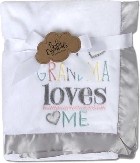 30x40 Fleece Baby Nursery Blanket with Satin Trim for Boys, Girls, and Unknown Gender Baby (Grandma's Love)