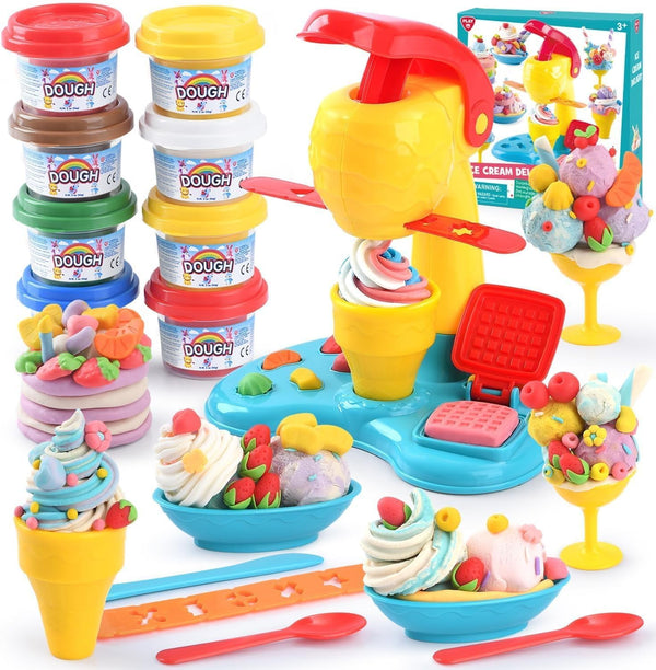 Color Dough Sets for Kids Ages 4-8, Play Kitchen Ice Cream Maker