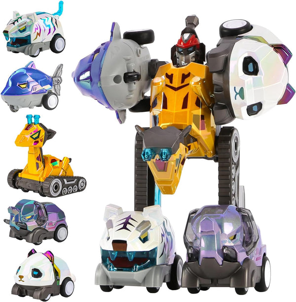 VUSUMOK Transformer Toys for Ages 5-7 Pull Back Toy Cars,5in1 Alloy Educational Kids