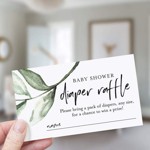 Bliss Collections Diaper Raffle Tickets for Baby Shower, Rustic Greenery, 50 Cards