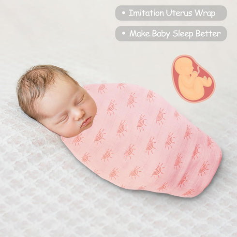 Viviland Muslin Swaddle Blankets, Baby Swaddle Wrap for Baby Boys and Girls, Breathable and Skin-Friendly Baby Receiving Blankets, Baby Essentials, Registry & Gift, 2-Pack Sun, 47 x 47 inches by Viviland