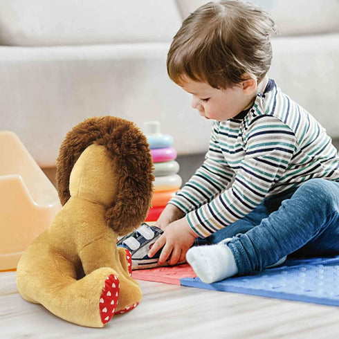 Love Lion Stuffed Animal, King Lion Plush Toy with Heart Shape Mane Tail for Kids Baby Lover Birthday Gift, 13.8“