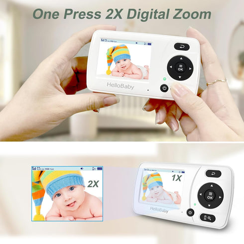 HelloBaby HB30 8 1000ft 2.4 inch Video Baby Monitor with Digital Camera and Audio, No WiFi No App Safety Baby Monitor