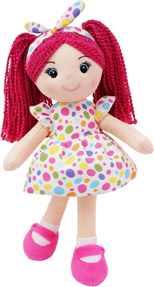 June Garden 18" Snuggle Cuties Sophie - Huggable Pink Plush Doll Gift for Girls - Soft Cuddly Rag Doll