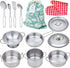 Play Pots and Pans Toys for Kids, Mini Stainless Steel Cooking Utensils Kitchen Playset for Toddlers, Ages 3 and up