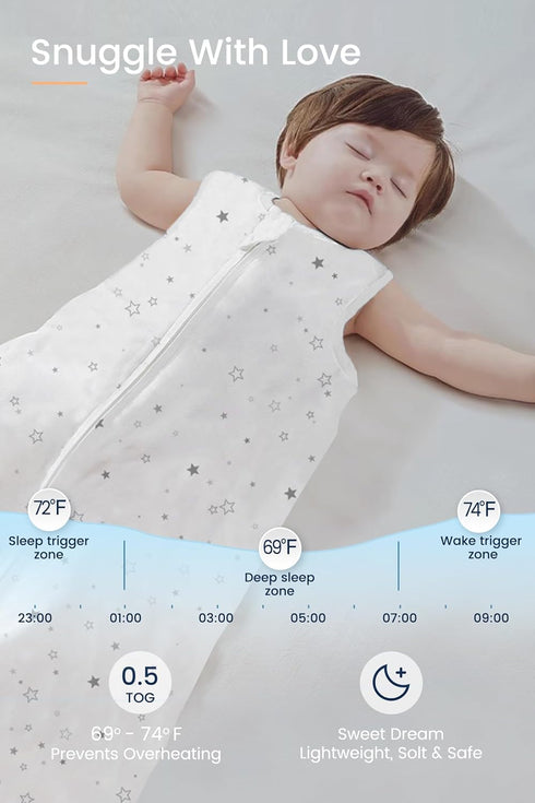 TotAha Toddler Sleep Sack 2T-3T-4T for Girl, 0.5 TOG Summer Light Sleeping Sacks, Soft Wearable Blanket Baby Sleep Bag with 2-way Zipper, GreenLeaf by TotAha