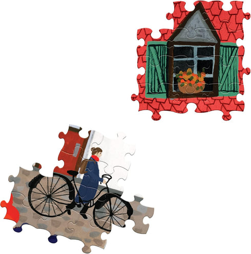 eeBoo: Piece and Love Whimsical Village 1000-Piece Square Jigsaw Puzzle for Adults and Families