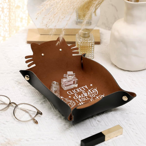 Cat Dice Rolling Tray, Novelty Folding Leather Dice Holder, Portable Storage Accessories for DND RPG Game Players