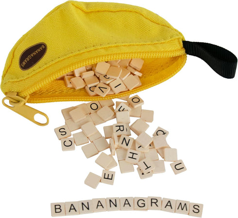 World's Smallest Bananagrams - Family Word Game with 1 Banana Pouch, 144 Tiles, Recommended for Ages 8 and Up