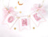 LINLULU 1st 1st Flower Birthday High Chair Banner - Pink and Gold One Birthday Banner, Princess Bday Decoration, Rose