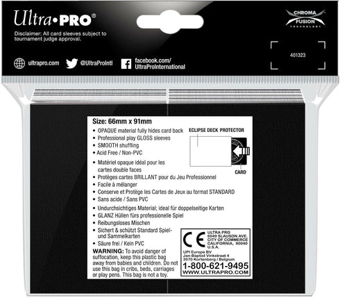 Ultra Pro 88-15600 Eclipse Gloss Standard Sleeves, 100 Pack - Arctic White