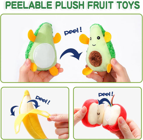 Set 1-3, 1 0-6-12 Jollybaby Plush Stuffed Cloth Fruit Food Toy for Toddler Soft Fruit Basket Montessori Sensory Toy