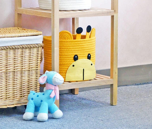 T&T Homewares Small Giraffe Baskets for Baby Diaper Organizer, Nursery Storage Room Decor, Kids Room Organizer, Cat Dog