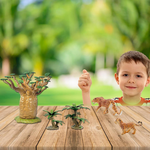Gemini&Genius Leopard Toys for Kids, Safari Animal Cheetah Family Playset Figures, Wildlife Models for Birthday Gifts