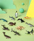 100% 12 RECUR Shark Toys Cake Topper for Kids Boys Sea Creatures Octopus Mini Figurines, Hand-Painted, Whale Shark