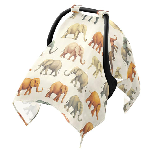 Mazeann Vintage Elephant Car Seat Cover Baby Breathable Soft Infant Carseat Covers Canopies